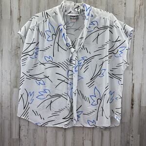 VTG Style Plus Of California blouse Size 2X / 3XL Tropical Lagenlook Artsy White